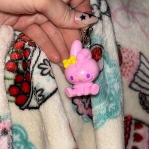 Pink Character my melody  Keychain with Yellow Bow